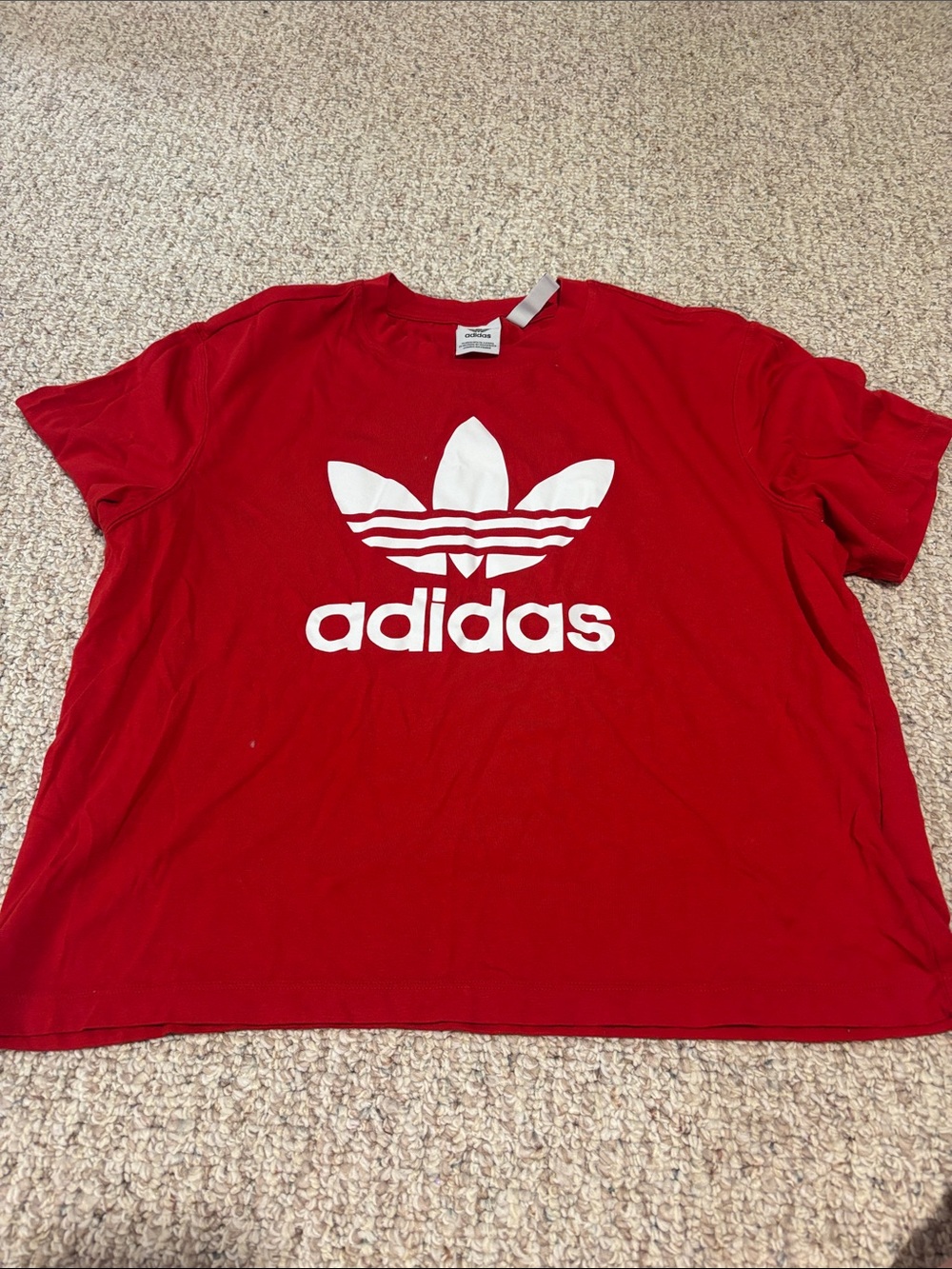 adidas Red Tee with White Trefoil Logo
